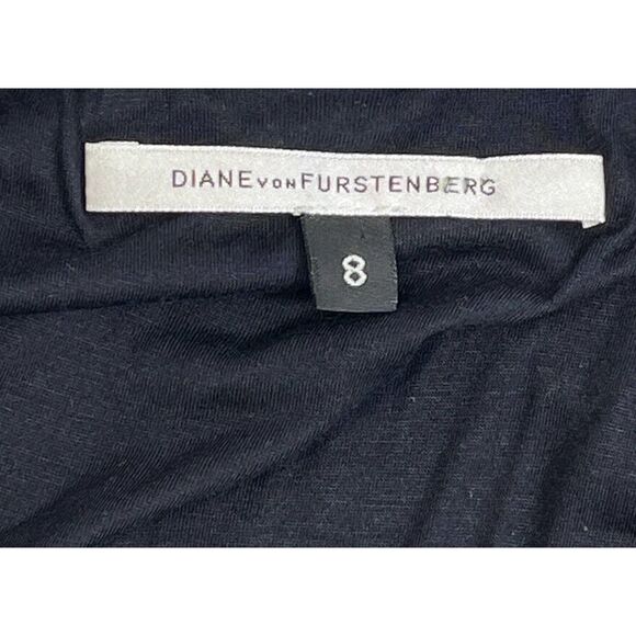 Diane Von Furstenberg LBD Black Liquid Dress Size 8 Lesley DVF Goth Punk Witchy - Picture 9 of 15
